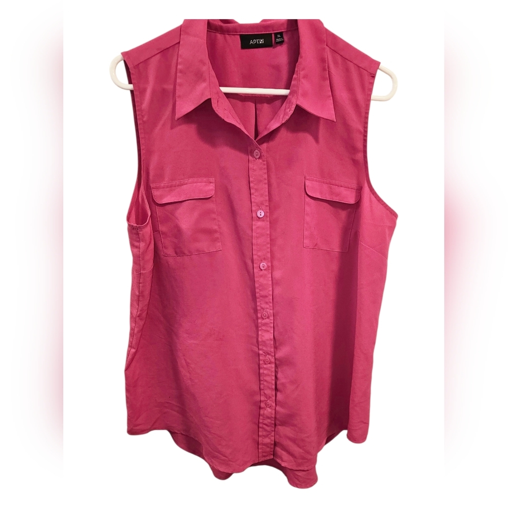 Apt. 9 Sleeveless Button-Front Blouse in Pink Xl